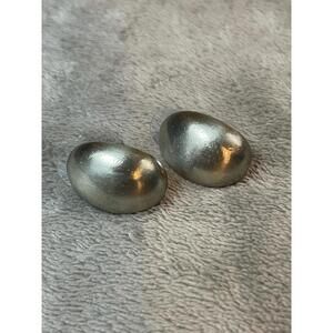 Vtg Bergere Silver Tone Dome Pierced Earrings !!